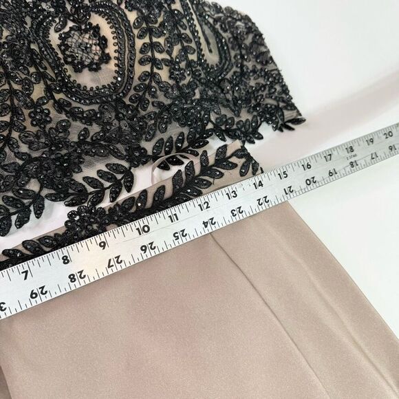 Dancing Queen Skirt & Top Womens Medium Tan Solid Maxi A-Line Crop Top Elegant - Picture 4 of 13